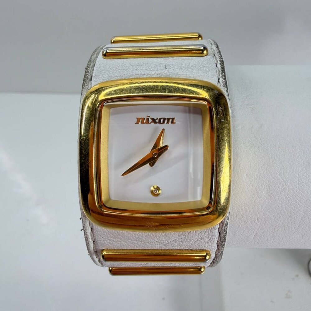 Nixon “The Duchess” Royal Pleasure Quartz Watch – Gold Tone / White Strap